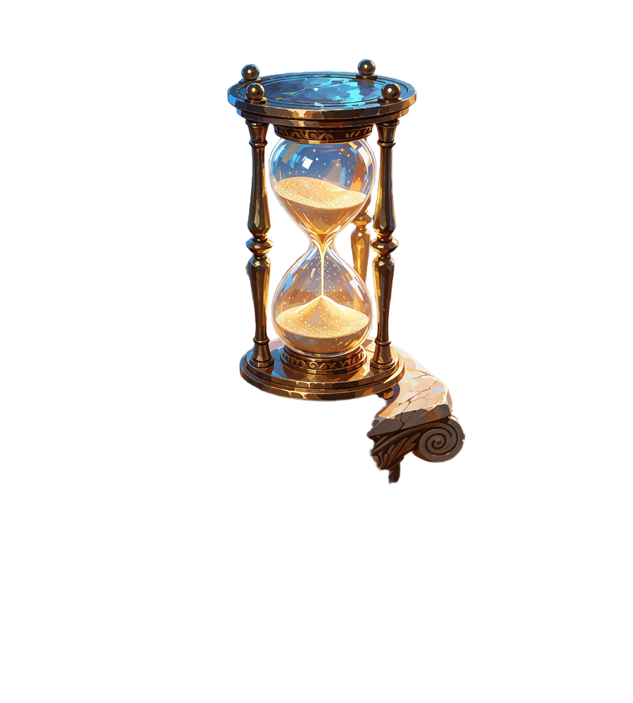 Timeglas af bronze og guld p&aring; en marmors&oslash;jle med gylden sand - symbol p&aring; Reality Check og pauser i ansvarligt spil