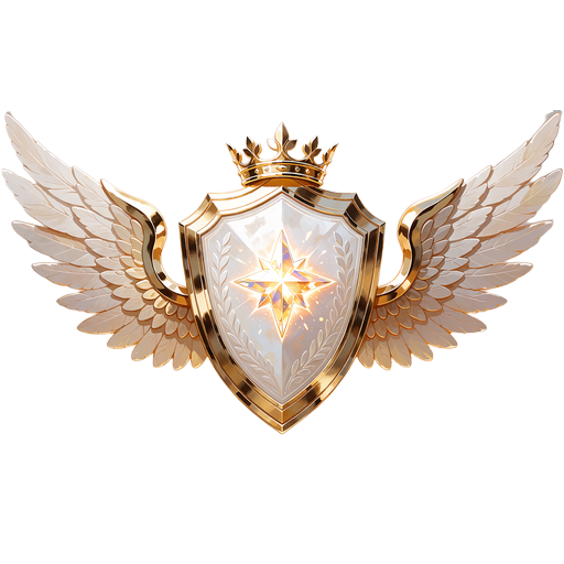 Hvidguld-emblem med to vinger og stjerne&aelig;delsten - badge for den h&oslash;jeste rang Immortal i VIP-niveauerne